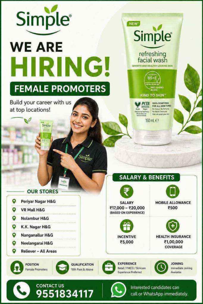 Female job vacancy skincare HUL